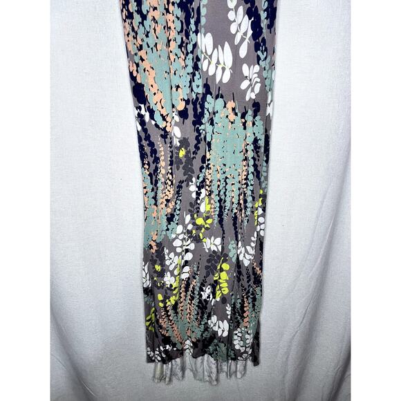 Boden Sleeveless Boho Gray Blue Floral V Neck Stretchy Maxi Dress - Picture 9 of 11